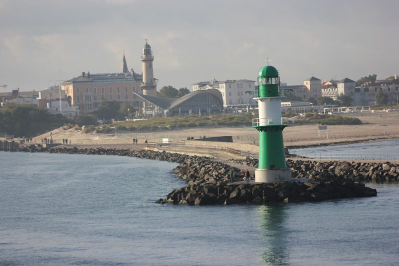 Warnemünde lighthouse and Westmole harbor entrance