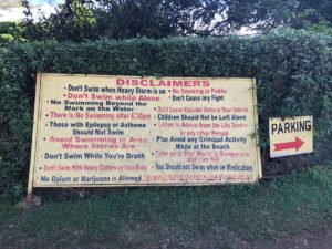 Spennah Beach Entebbe Hinweistafel Disclaimer
